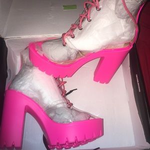 Neon Pink Booties